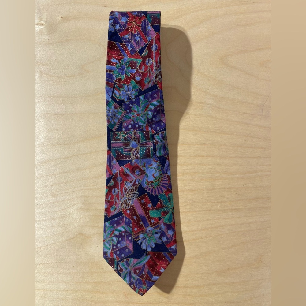 Colorful Christmas Patterned Men's Tie (NH)